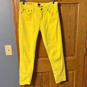 J. Crew Toothpick Straight Leg Jeans in Bright Yellow